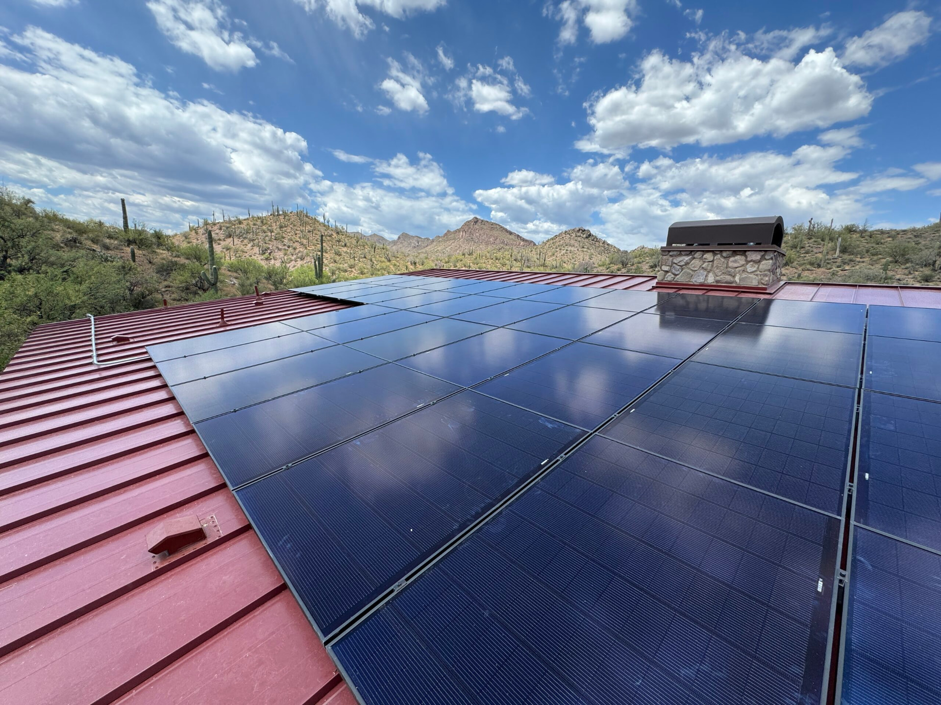 Rooftop solar arrays at the Lake Pleasant wellness retreat